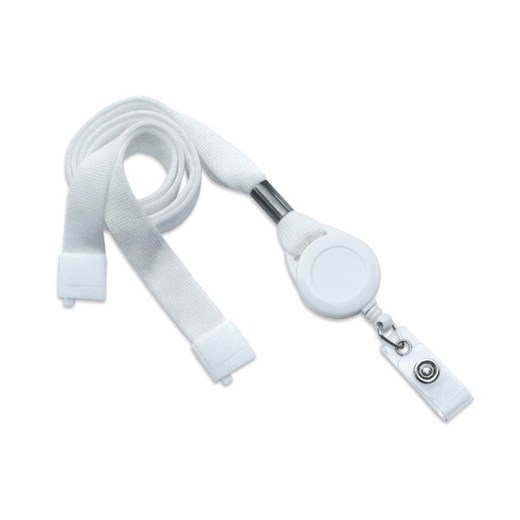 Szeroka 16mm bezpieczna smycz na szyję + brelok typu jojo (Biały)  Koruma®  Koruma ID Protection