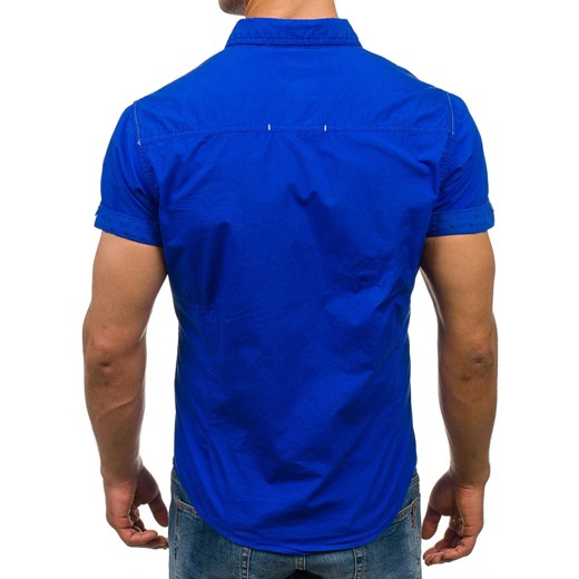 Koszula męska z krótkim rękawem niebieska Denley 3275 Denley.pl  L wyprzedaż Denley 