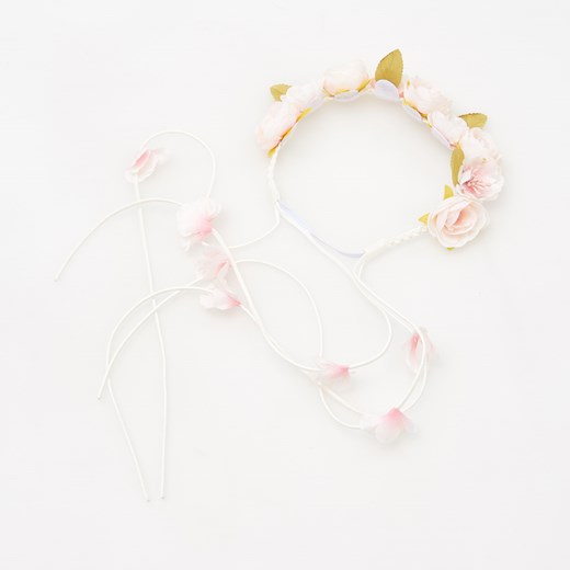 Reserved - Opaska na włosy z kwiatami - Różowy