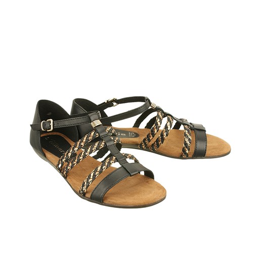 TAMARIS 28108-28 black/bronce, sandały damskie