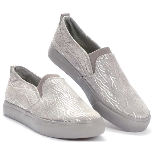 Wkładane trampki damskie slip on SZARE /D7-2 1268 s198/ Sweet Shoes 36 pantofelek24.pl