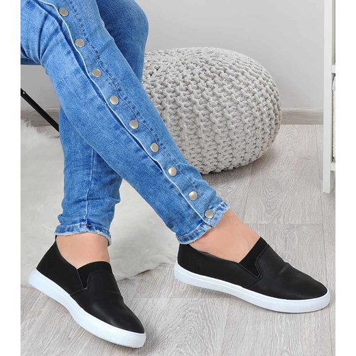 Wkładane trampki damskie Slip'on CZARNE /E6-1 1382 S127/ Collection Paris 38 pantofelek24.pl