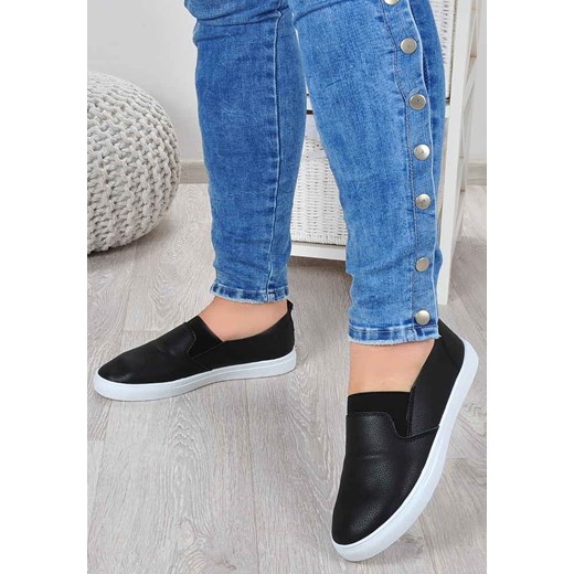 Wkładane trampki damskie Slip'on CZARNE /E6-1 1382 S127/ Collection Paris 36 pantofelek24.pl