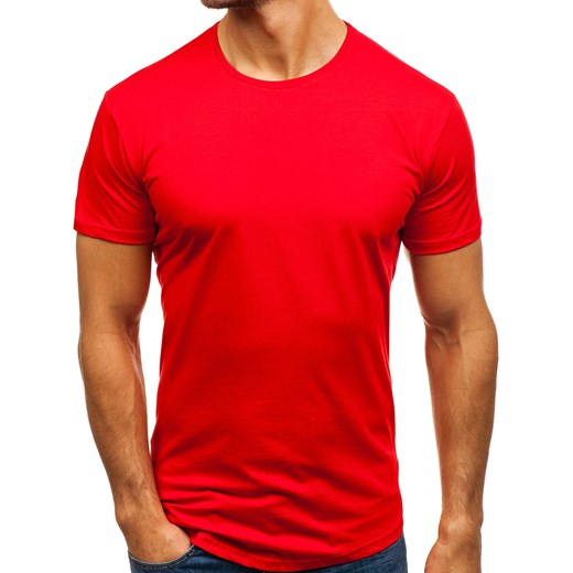 T-shirt męski bez nadruku czerwony Denley 181227 Denley.pl  L Denley okazja 