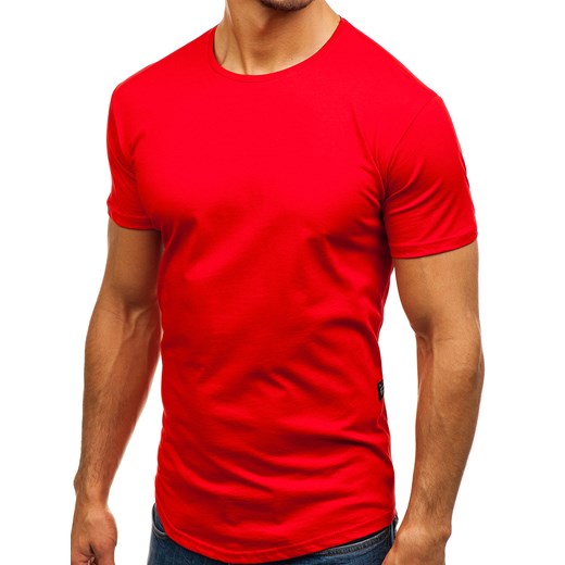 T-shirt męski bez nadruku czerwony Denley 181227  Denley.pl L okazja Denley 