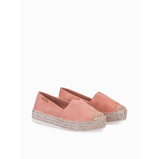 Espadryle na platformie pudrowy róż LR270 38 LaRica
