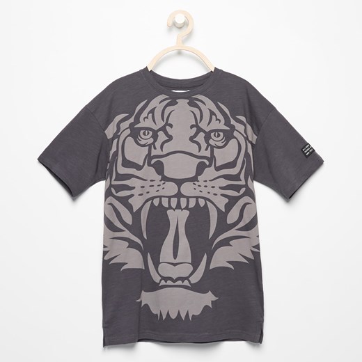 Reserved - T-shirt z tygrysem - Szary