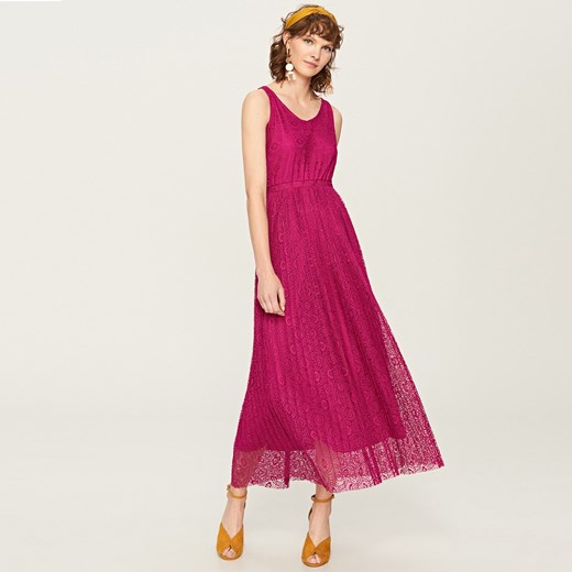 Reserved - Koronkowa sukienka midi - Fioletowy  Reserved M 