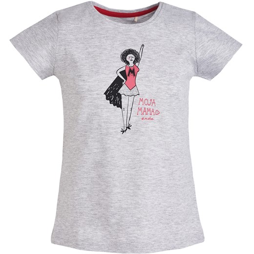 T-shirt "Moja Mama" dla dziewczynki 9-13 lat szary Endo 152 endo.pl