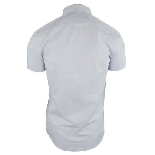 Koszula męska z krótkim rękawem w kolorze białym 074   S wyprzedaż merits.pl 