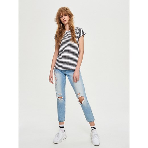Sinsay - T-shirt - Biały  Sinsay L 