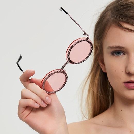 Sinsay - Okrągłe okulary przeciwsłoneczne - Różowy Sinsay  One Size 
