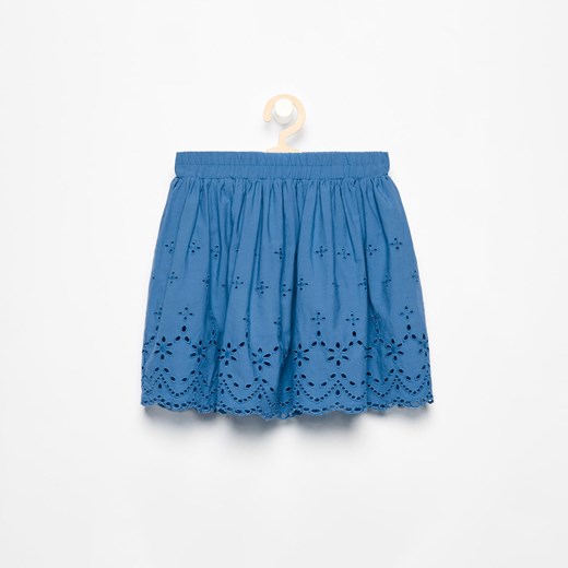 Reserved - Bawełniana spódnica z haftem - Niebieski