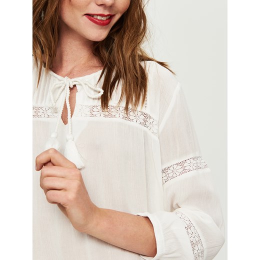 Sinsay - Bluzka boho - Kremowy Sinsay M