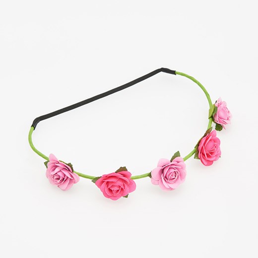 Reserved - Opaska na włosy z kwiatkami - Różowy