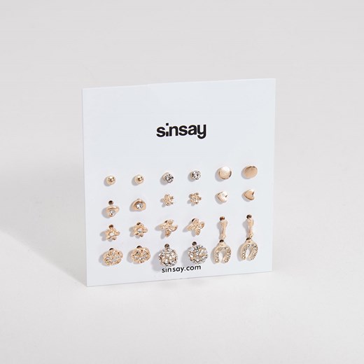 Sinsay - Zestaw kolczyków na sztyft - Beżowy  Sinsay One Size 