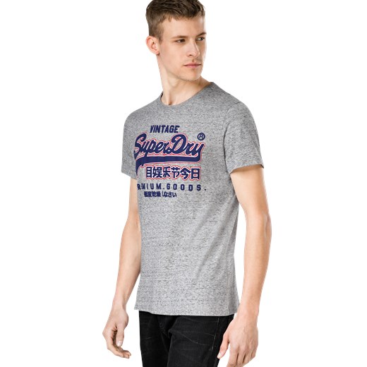 T-shirt męski szary Superdry młodzieżowy z krótkim rękawem 
