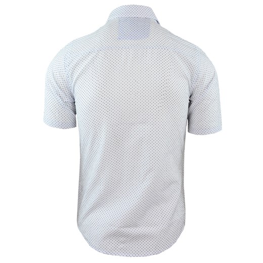 Koszula męska z krótkim rękawem w kolorze białym 085   M okazja merits.pl 