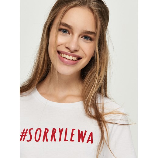 Sinsay - T-shirt sorry lewa - Biały