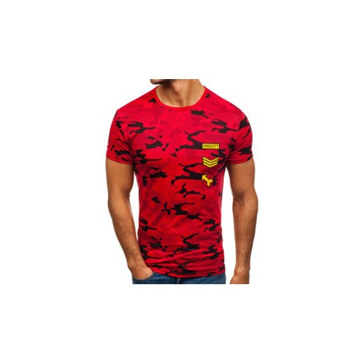 T-shirt męski z nadrukiem czerwony Denley SS331 Denley.pl  L Denley