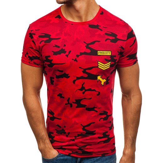 T-shirt męski z nadrukiem czerwony Denley SS331  Denley.pl XL Denley
