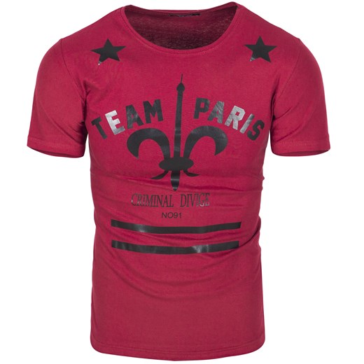 Koszulka męska t-shirt z nadrukiem czerwony Recea