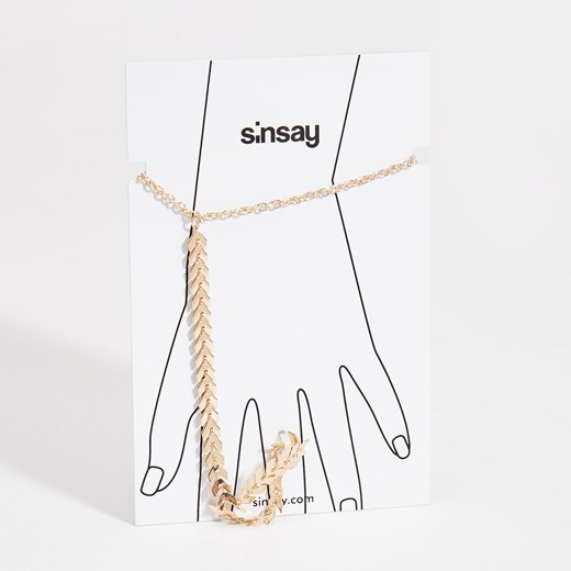 Sinsay - Bransoletka z pierścionkiem - Beżowy Sinsay  One Size 