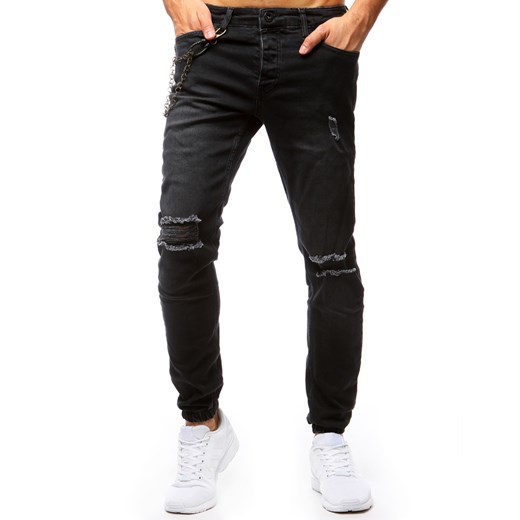 Spodnie joggery jeansowe męskie czarne (ux1270)  Dstreet 31 okazja  