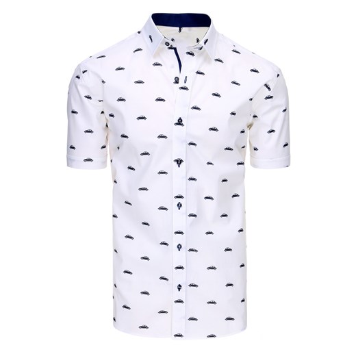 Koszula męska elegancka we wzory z krótkim rękawem biała (kx0861) Dstreet  XL 