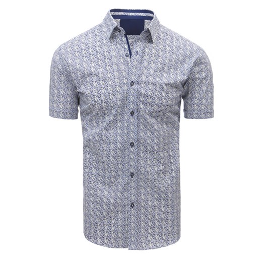 Koszula męska elegancka we wzory z krótkim rękawem biała (kx0865)  Dstreet XL 