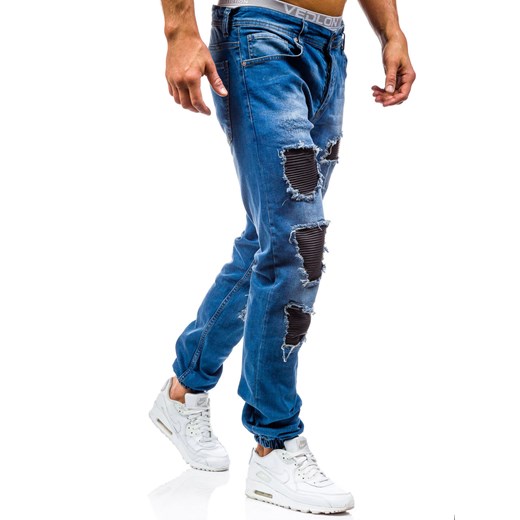 Spodnie jeansowe joggery męskie niebieskie Denley 0820  Denley.pl L Denley