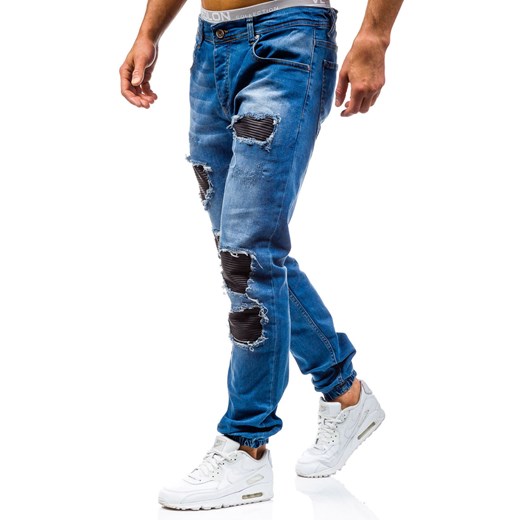 Spodnie jeansowe joggery męskie niebieskie Denley 0820  Denley.pl M Denley
