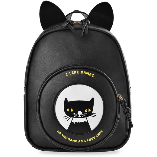 Dziewczęcy plecak młodzieżowy plecaczek z uszkami kotek – czarny    world-style.pl