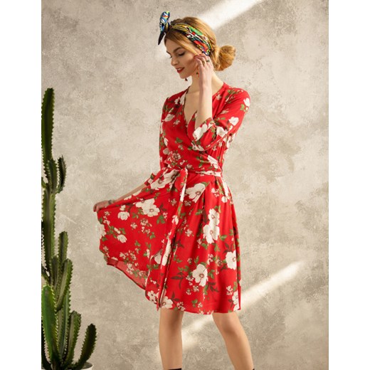 Sukienka kopertowa w kwiaty Kasia Miciak Design S showroom.pl