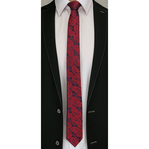 Modny i Elegancki Krawat Alties - Duży, Czerwony Wzór Paisley KRALTS0169 Alties JegoSzafa.pl
