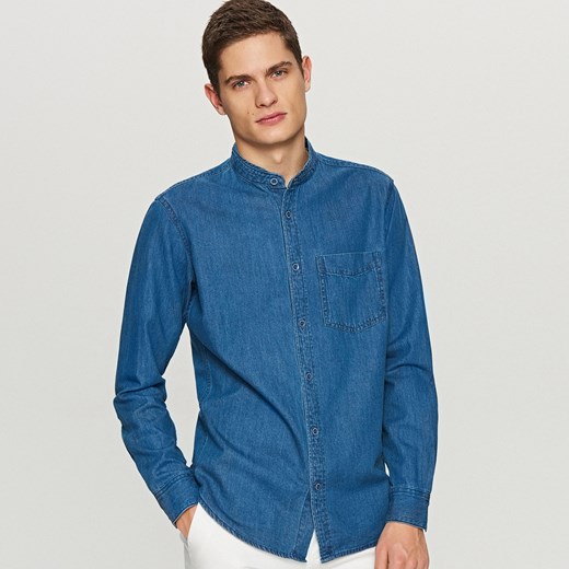 Reserved - Jeansowa koszula ze stójką - Niebieski  Reserved L 