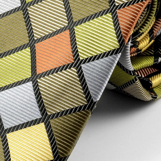 Jedwabny krawat w kolorową szachownicę