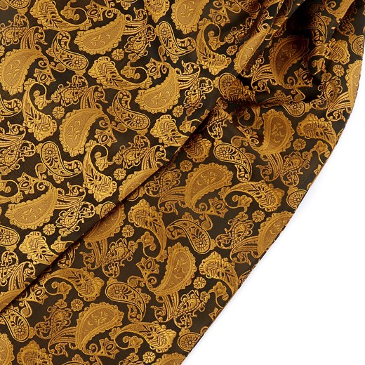Złoto-brązowy poliestrowy musznik we wzór paisley