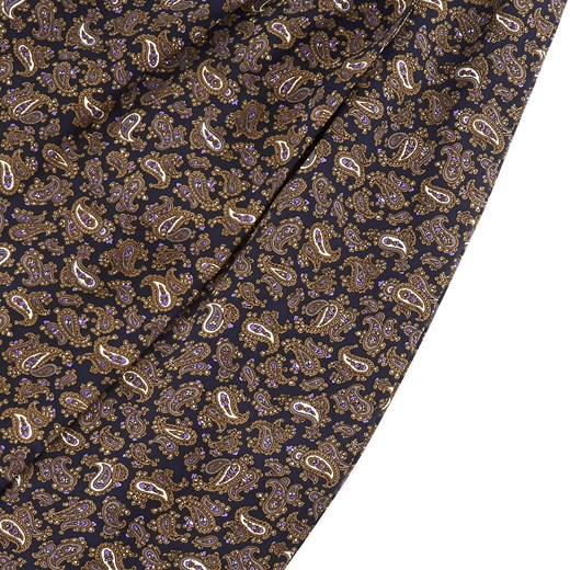Brązowo-fioletowy jedwabny musznik we wzór paisley