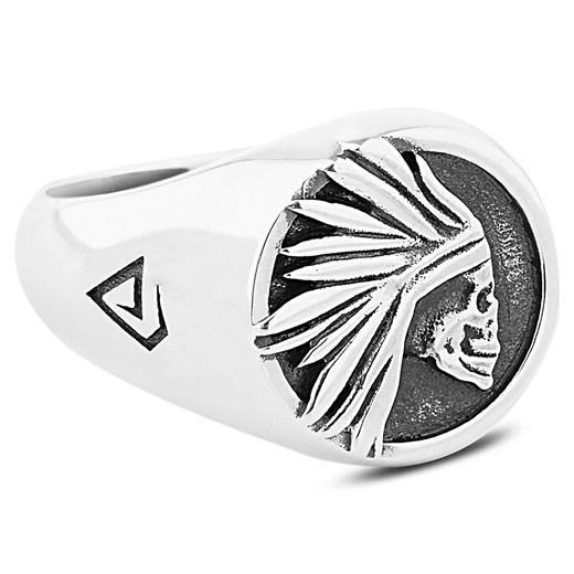 Srebrny pierścień z czaszką Tribal 925s