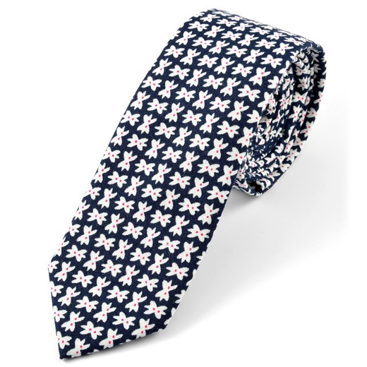 Niebieski bawełniany krawat w kokardki