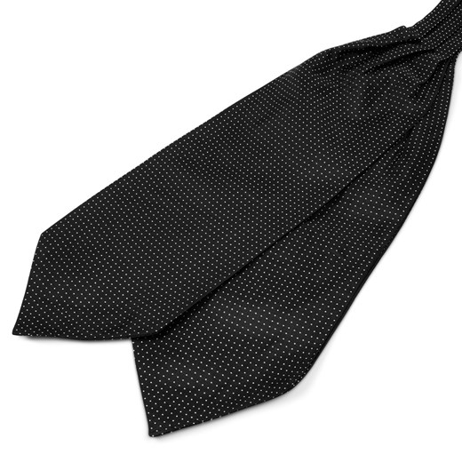 Czarny krawat jedwabny w kropki