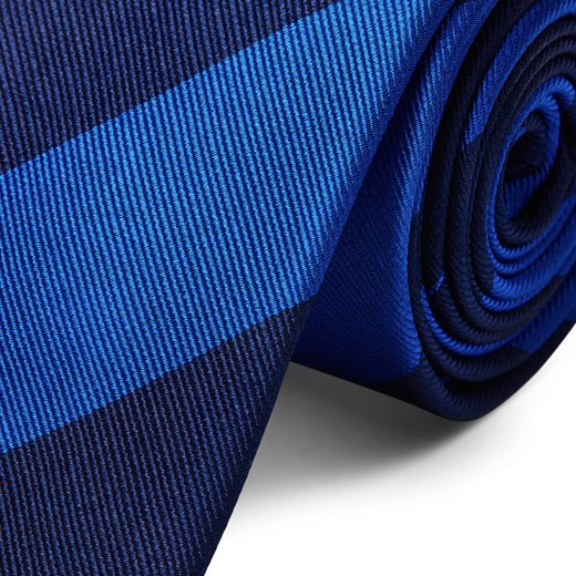 Królewski niebiesko-ciemnogranatowy krawat jedwabny w paski 6 cm