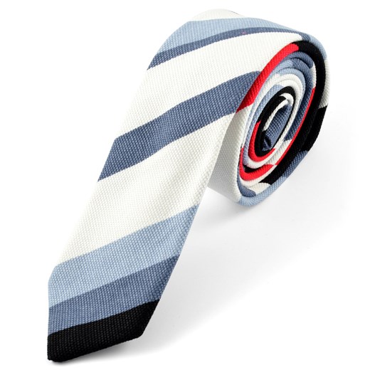Niebiesko-biały lniany krawat