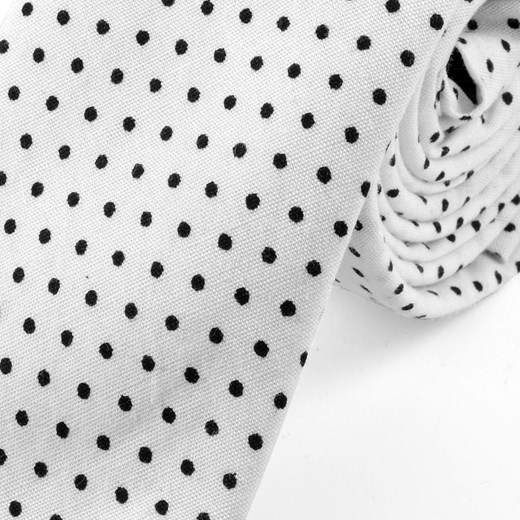 Biało-czarny bawełniany krawat w kropki