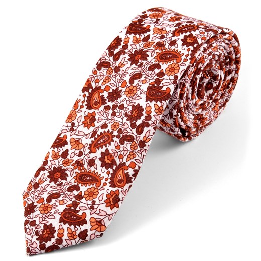 Bawełniany krawat w czerwony kwiatowy wzór