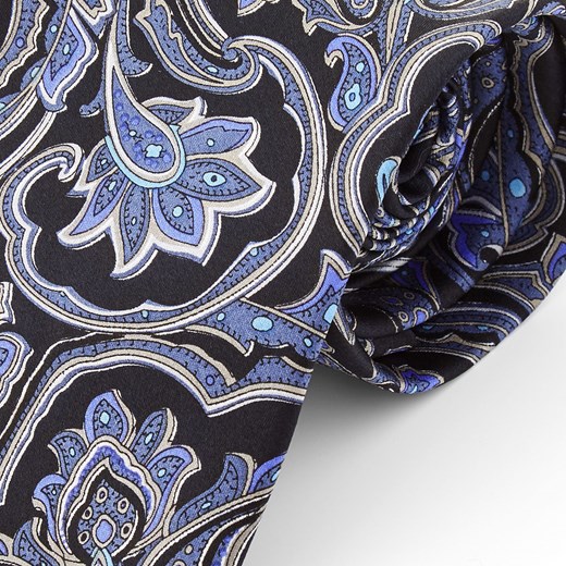 Szeroki niebieski jedwabny krawat w barokowym stylu