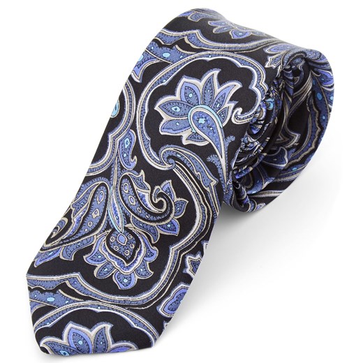 Niebieski krawat z jedwabiu w barokowym stylu