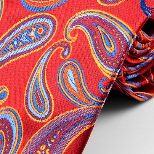 Jedwabny krawat w czerwony wzór paisley