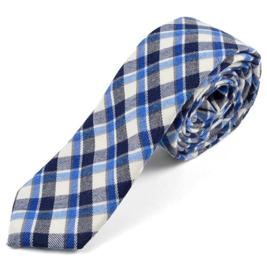 Niebieski krawat z mieszanej wełny